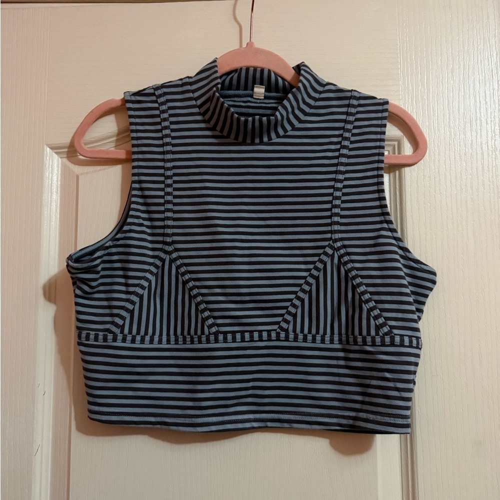 Fashion Brand Company Black and Gray Striped Tank Top